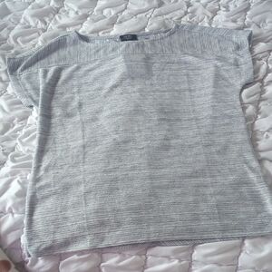 Jones New York Gray and White Striped Top